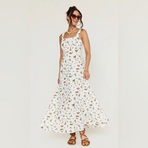 Francesca's Collections White Floral Maxi Dress